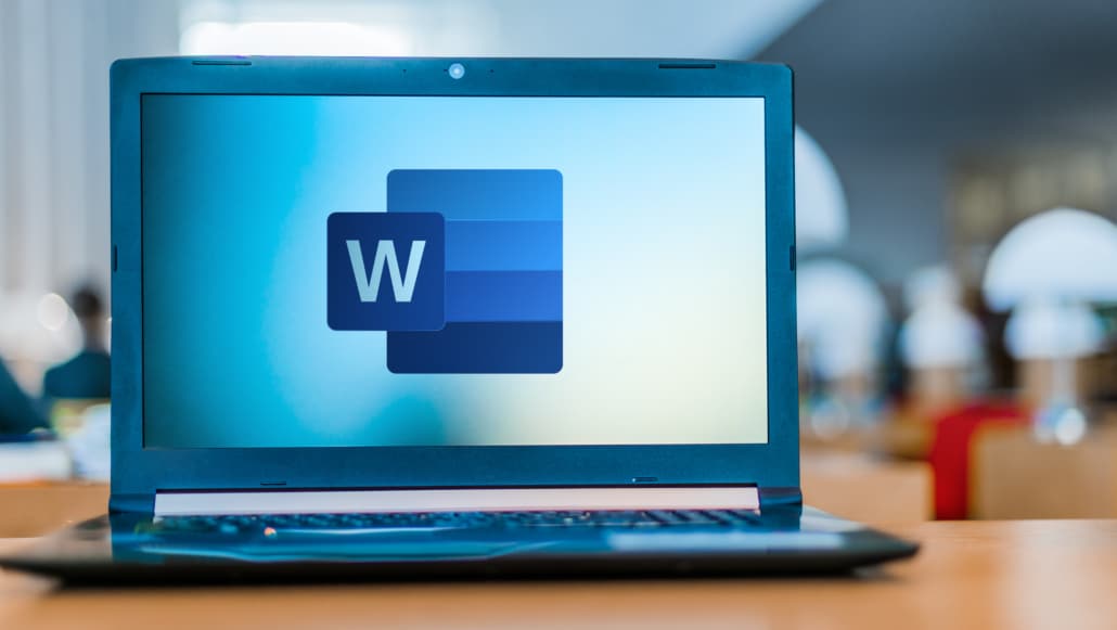 Microsoft Word on laptop