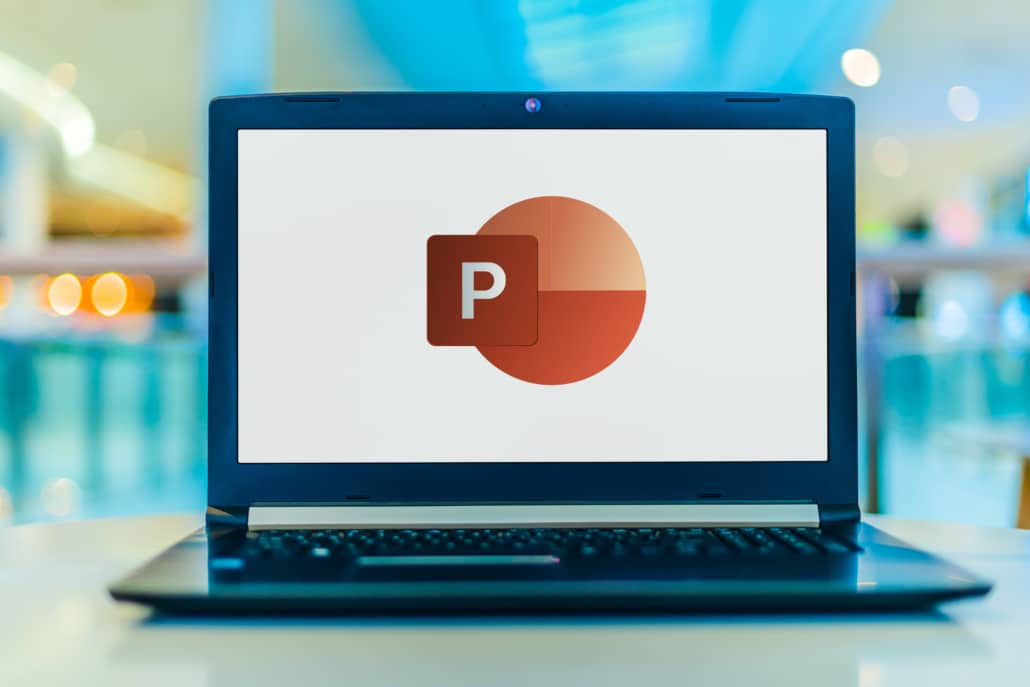 powerpoint on laptop computer