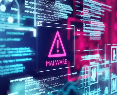 Malware cybersecurity computer screen