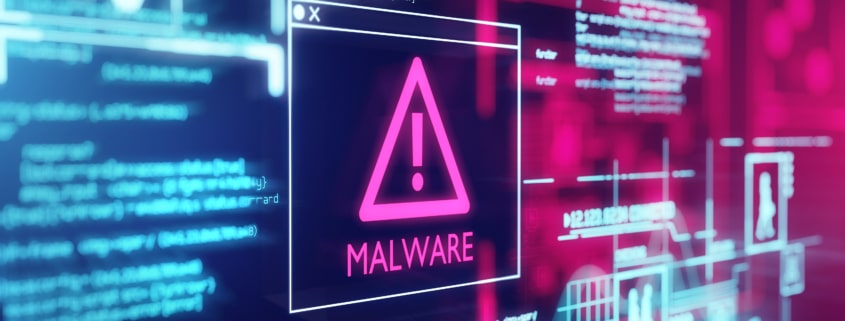 Malware cybersecurity computer screen