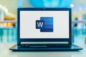 Microsoft Word on a grey lapton