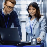 Business people working on managed services